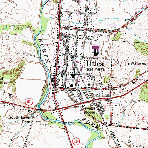 Topographic Map of Utica Middle School, OH
