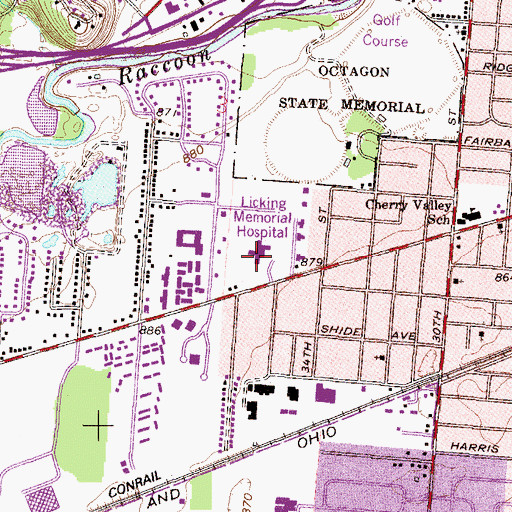 Topographic Map of Licking Memorial Hospital, OH