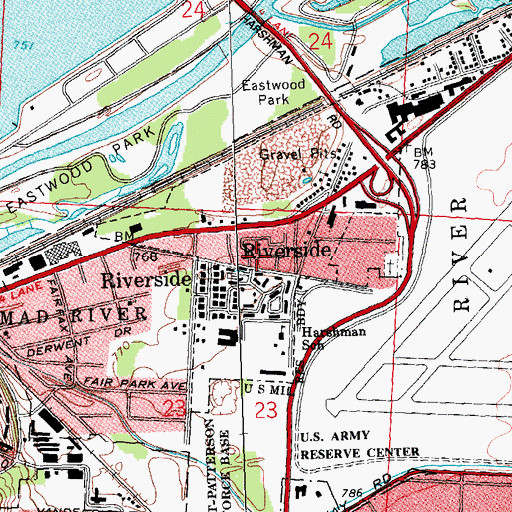 Topographic Map of Riverside, OH