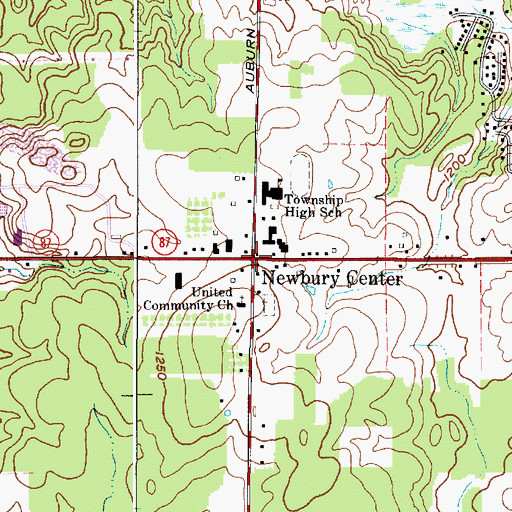 Topographic Map of Newbury Center, OH