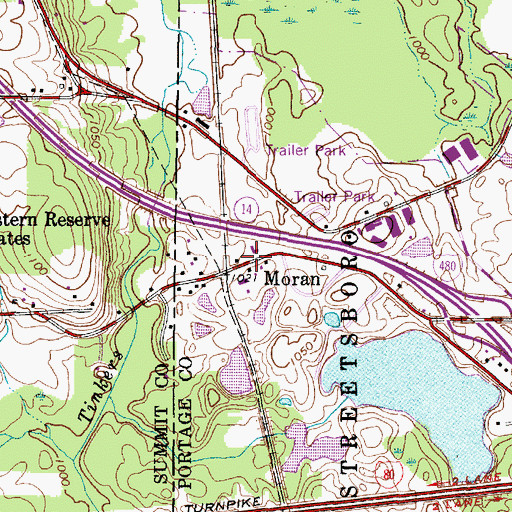Topographic Map of Moran, OH