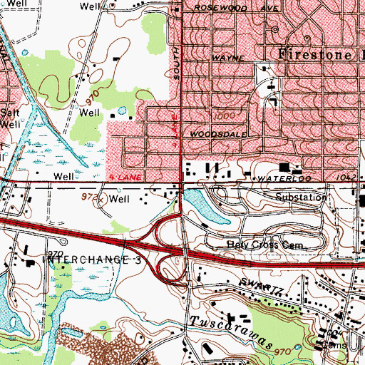 Topographic Map of Swartz Corners, OH