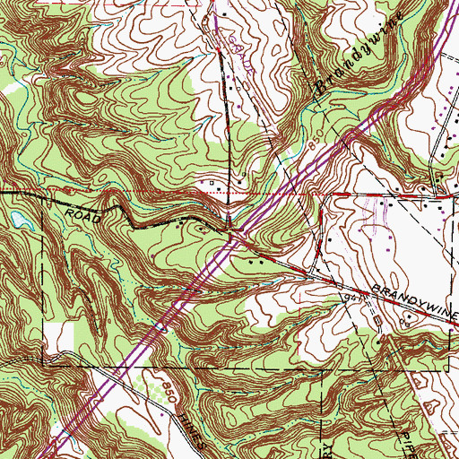 Topographic Map of Brandywine, OH