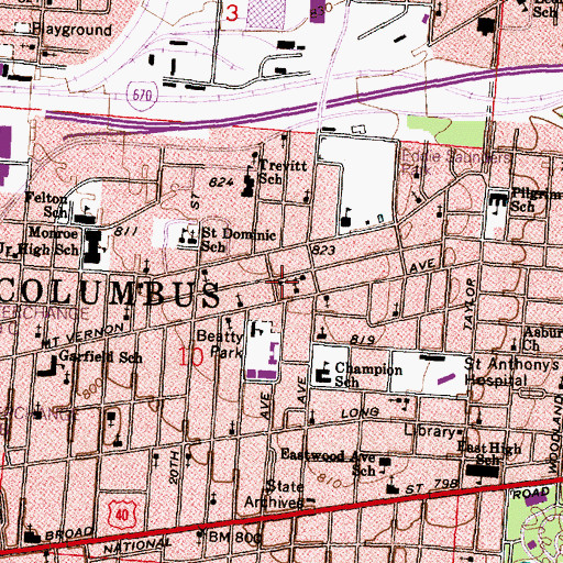 Topographic Map of Gospel Tabernacle Church, OH