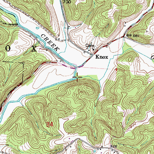 Topographic Map of Onion Creek, OH