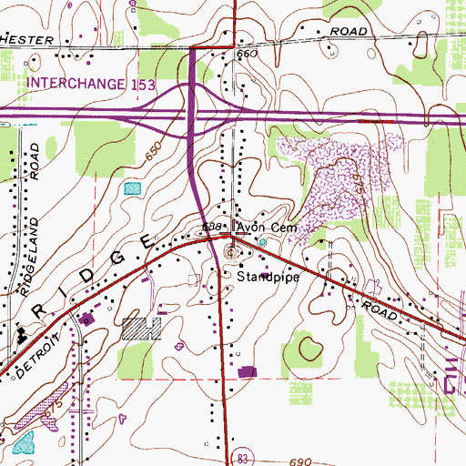 Topographic Map of Avon Center, OH