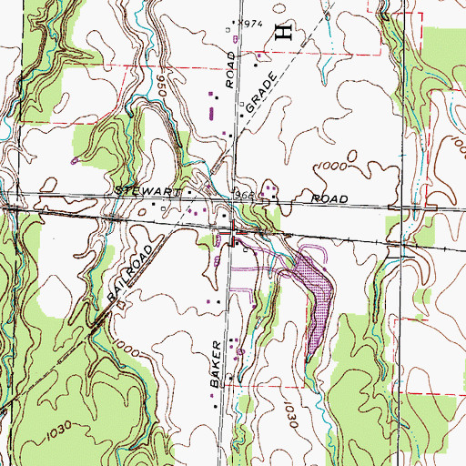 Topographic Map of Bakers Crossing, OH
