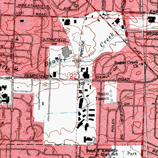Topographic Map of Hampstead, OH