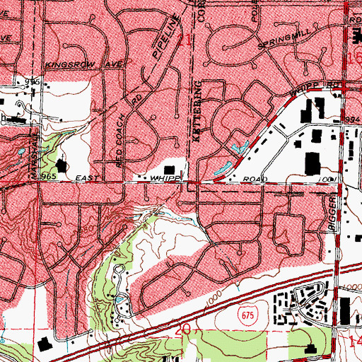 Topographic Map of Oak Ridge, OH