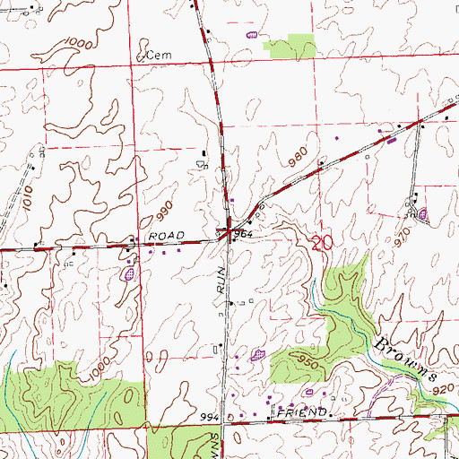 Topographic Map of Browns Chapel, OH