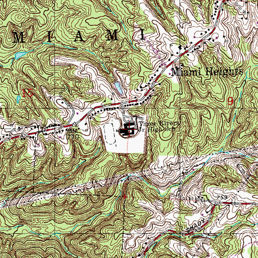 Topographic Map of Three Rivers Middle School, OH