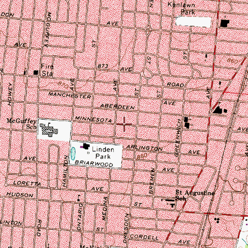 Topographic Map of Linden, OH