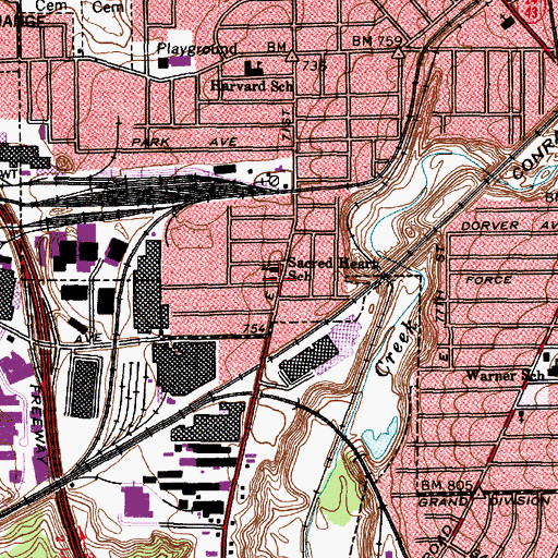 Topographic Map of Sacred Heart of Jesus Roman Catholic Church, OH