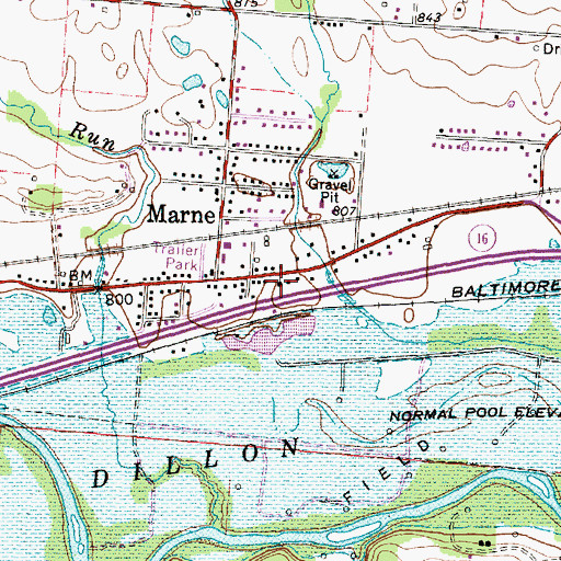 Topographic Map of Marne United Methodist Church, OH