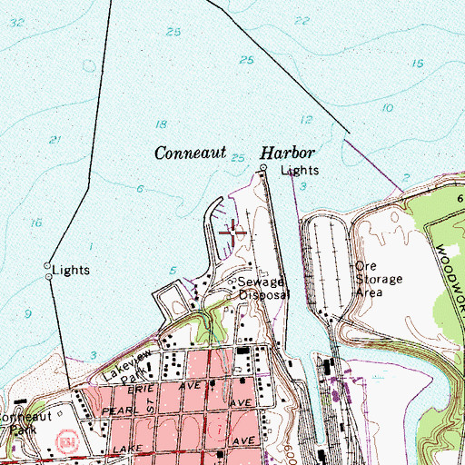 Topographic Map of Conneaut Boat Club, OH