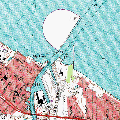 Topographic Map of East Breakwater Light, OH