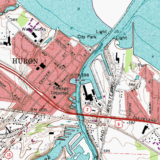 Topographic Map of West Turning Basin, OH