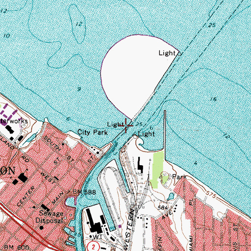 Topographic Map of Huron Inner East Light, OH