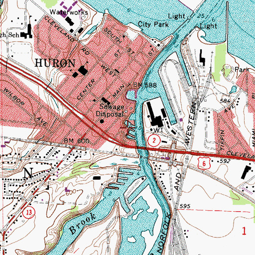 Topographic Map of Harbor Marina Park, OH