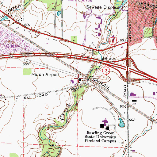 Topographic Map of Hinde Airport, OH