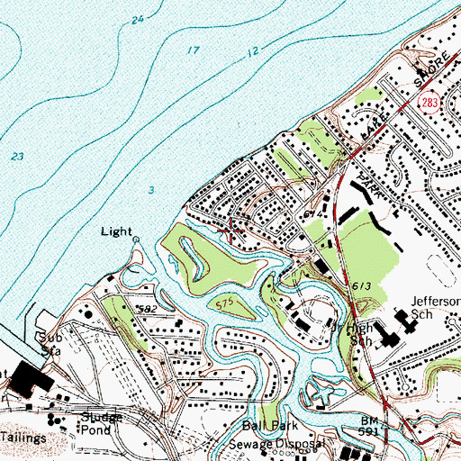 Topographic Map of Chargin Harbor Beach, OH