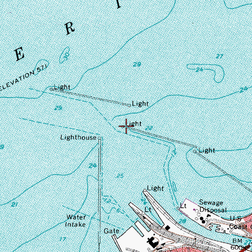 Topographic Map of East Breakwater Light, OH
