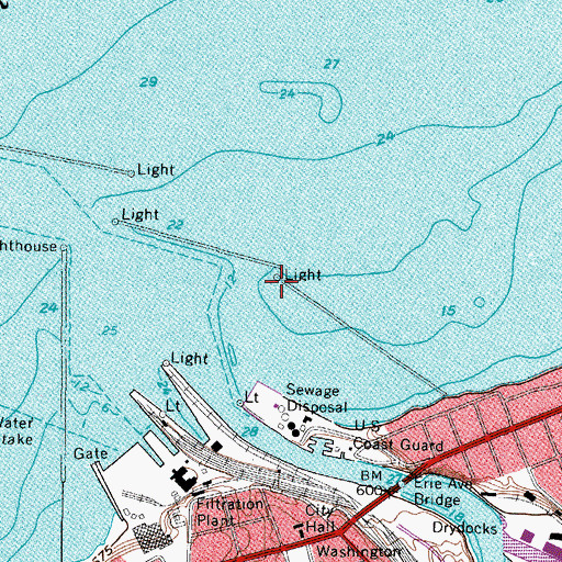 Topographic Map of East Breakwater Middle Light, OH