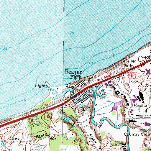 Topographic Map of Beaver Park Yacht Club, OH