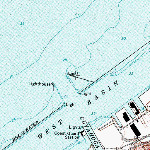 Topographic Map of East Pierhead Light, OH