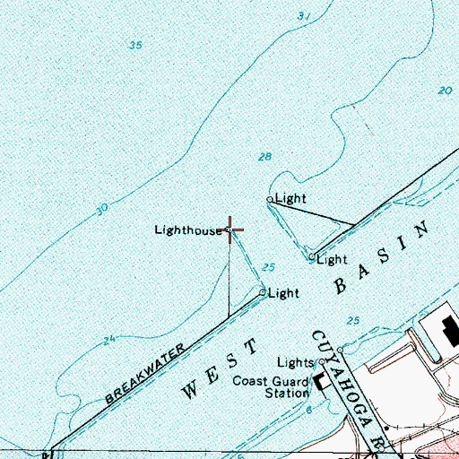 Topographic Map of West Pierhead Light, OH
