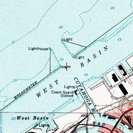 Topographic Map of West Breakwater Light, OH