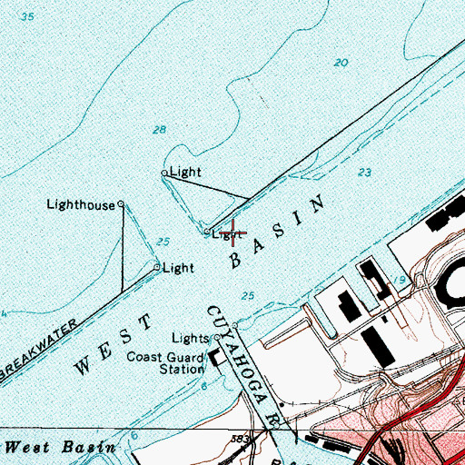Topographic Map of East Breakwater Light, OH