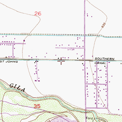 Topographic Map of Saint Johns Canal, AZ