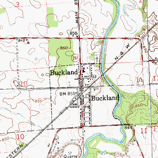 Topographic Map of Buckland United Church of Christ, OH