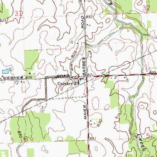 Topographic Map of Calvary Cemetery, OH