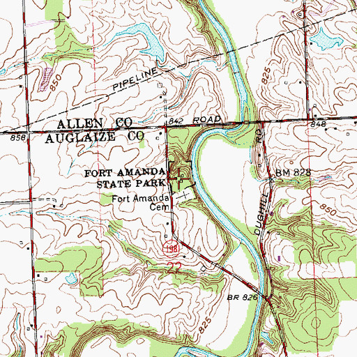 Topographic Map of Fort Amanda (historical), OH