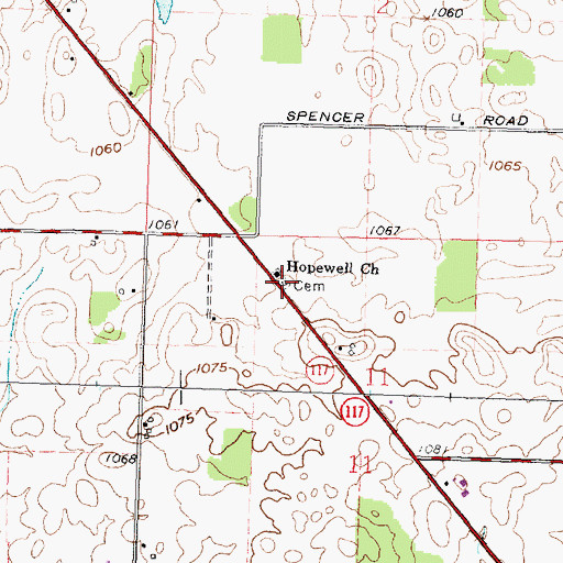 Topographic Map of Hopewell Cemetery, OH