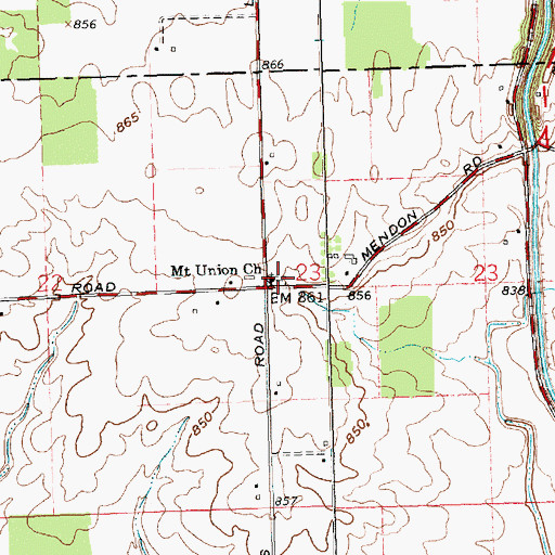 Topographic Map of Mount Union Cemetery, OH