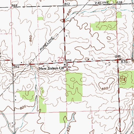 Topographic Map of New Salem Cemetery, OH