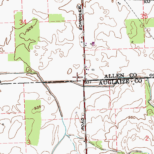 Topographic Map of Stiles Cemetery, OH