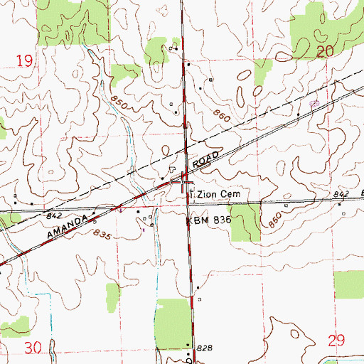 Topographic Map of Zion School (historical), OH