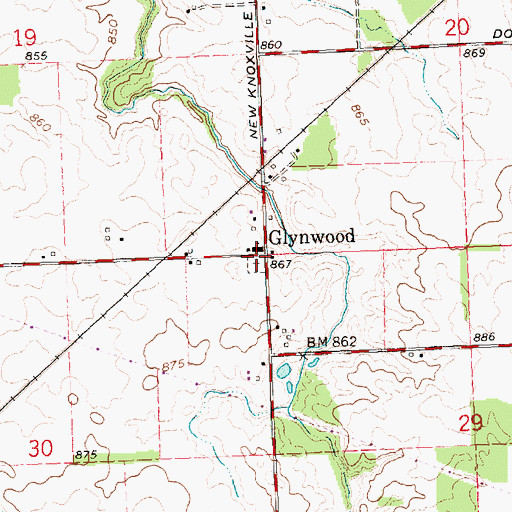 Topographic Map of Saint Thomas Cemetery, OH