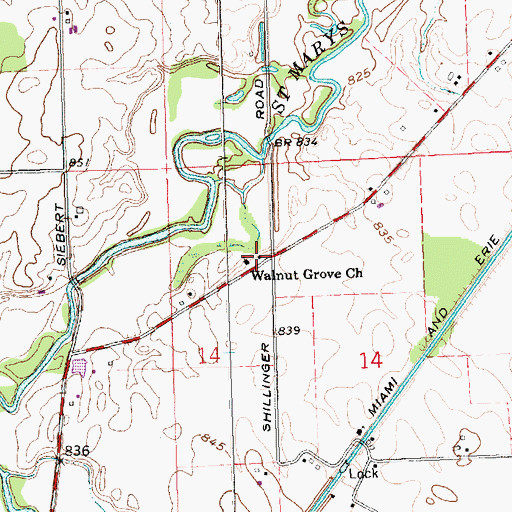 Topographic Map of Walnut Grove School (historical), OH