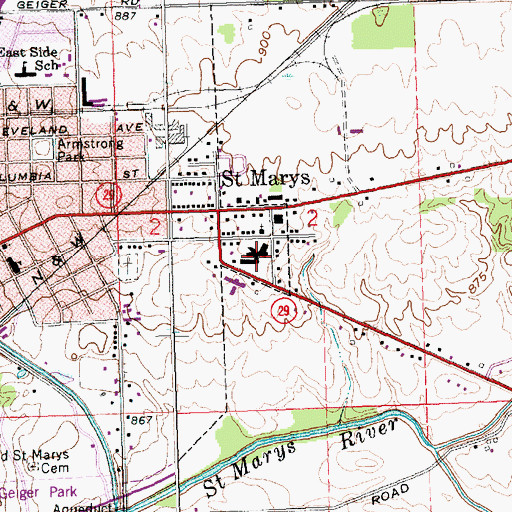 Topographic Map of Joint Township District Memorial Hospital, OH