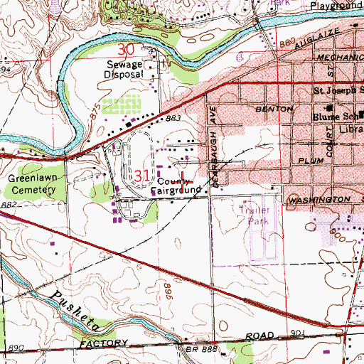 Topographic Map of Auglaize County Fairgrounds, OH