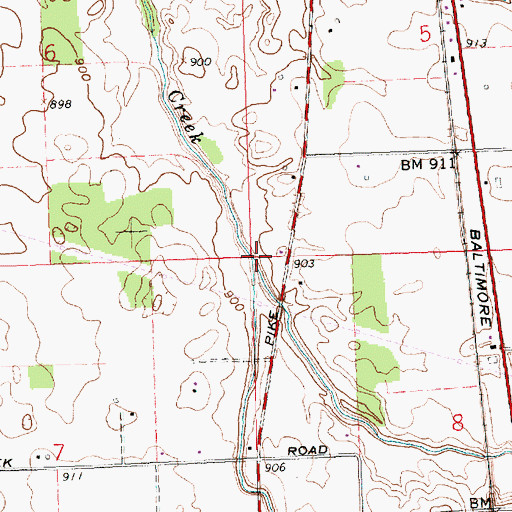 Topographic Map of Eagle Creek, OH