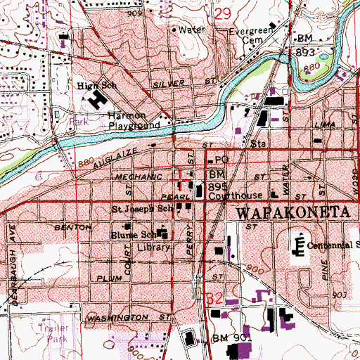 Topographic Map of First English Lutheran Church, OH