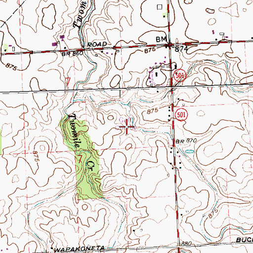 Topographic Map of Wapakoneta Country Club, OH