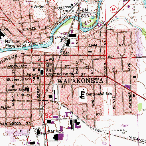 Topographic Map of Saint Marks Evangelical Lutheran Church, OH
