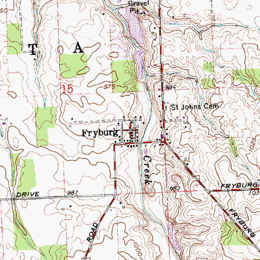 Topographic Map of Saint Johns Catholic Church, OH